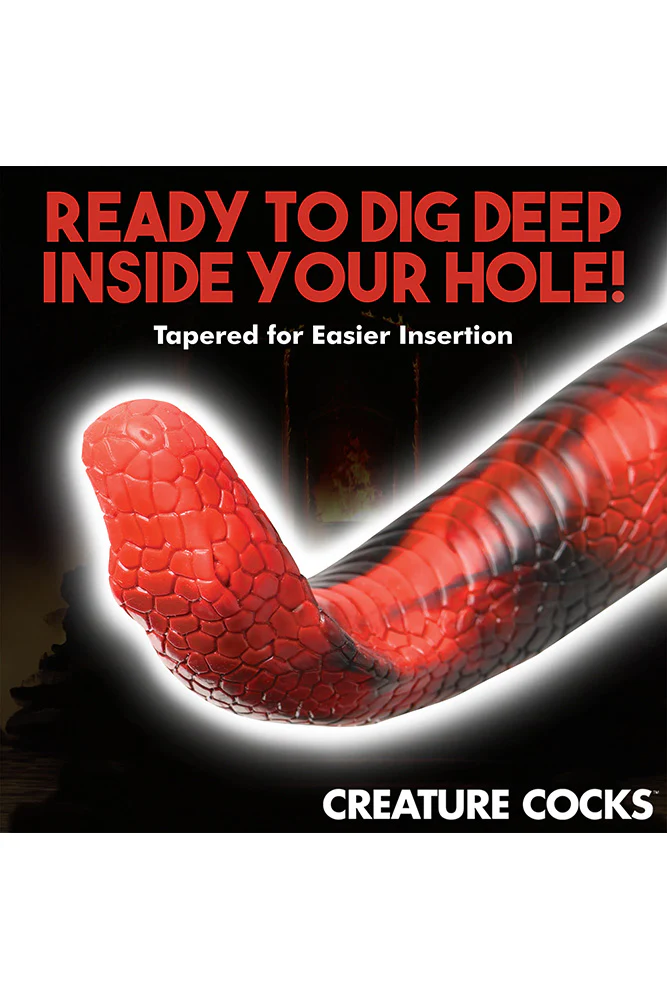 XR Brands - Creature Cocks - King Cobra Silicone Dildo - Red - Image 7