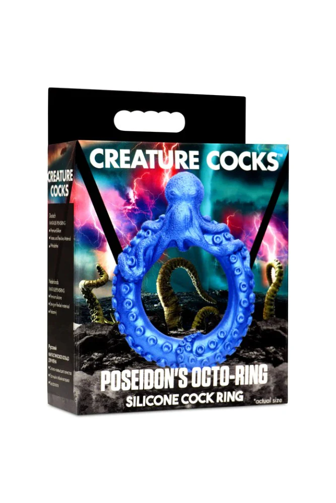 XR Brands - Creature Cocks - Poseidon's Octo-Ring Silicone Cock Ring - Blue - Image 2