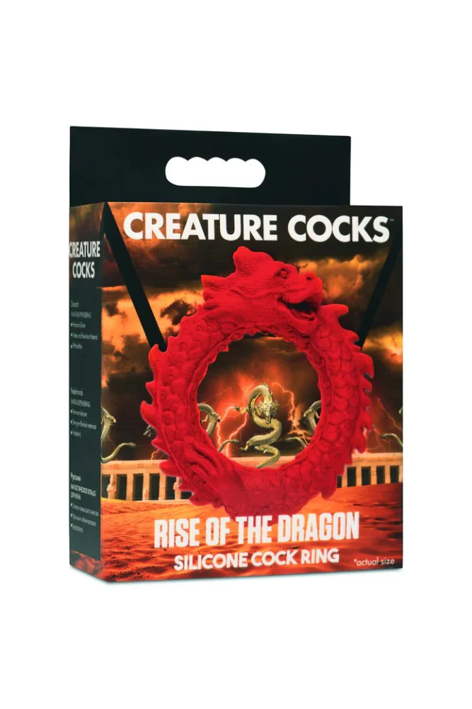 XR Brands - Creature Cocks - Rise Of The Dragon Silicone Cock Ring - Red - Image 2