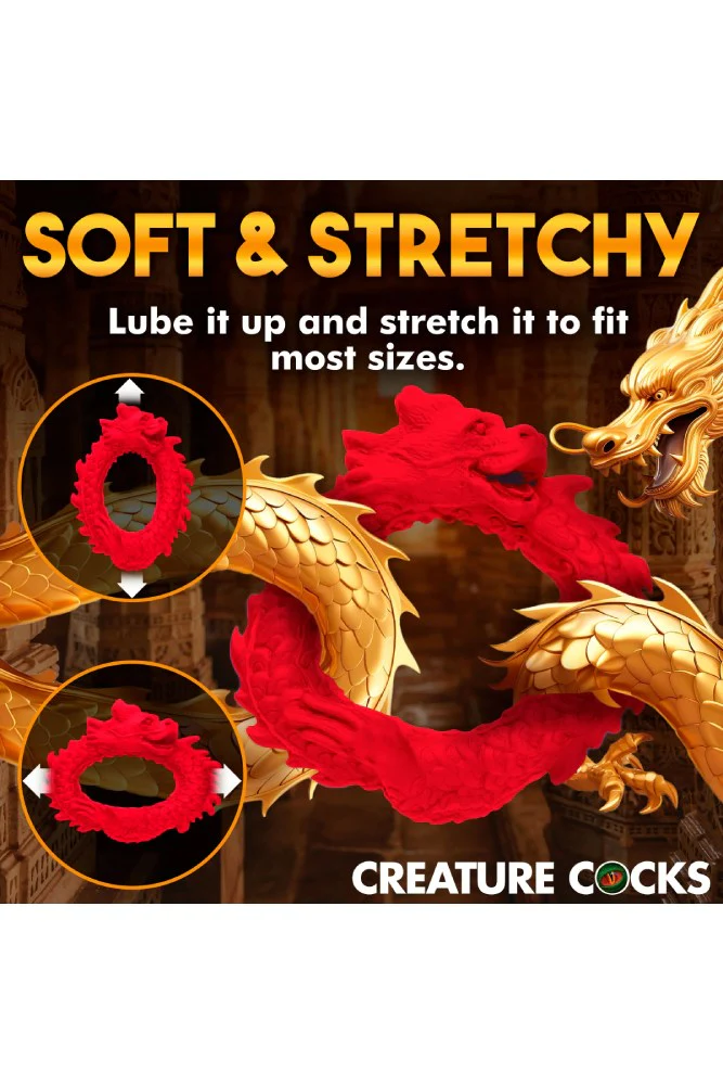 XR Brands - Creature Cocks - Rise Of The Dragon Silicone Cock Ring - Red - Image 5