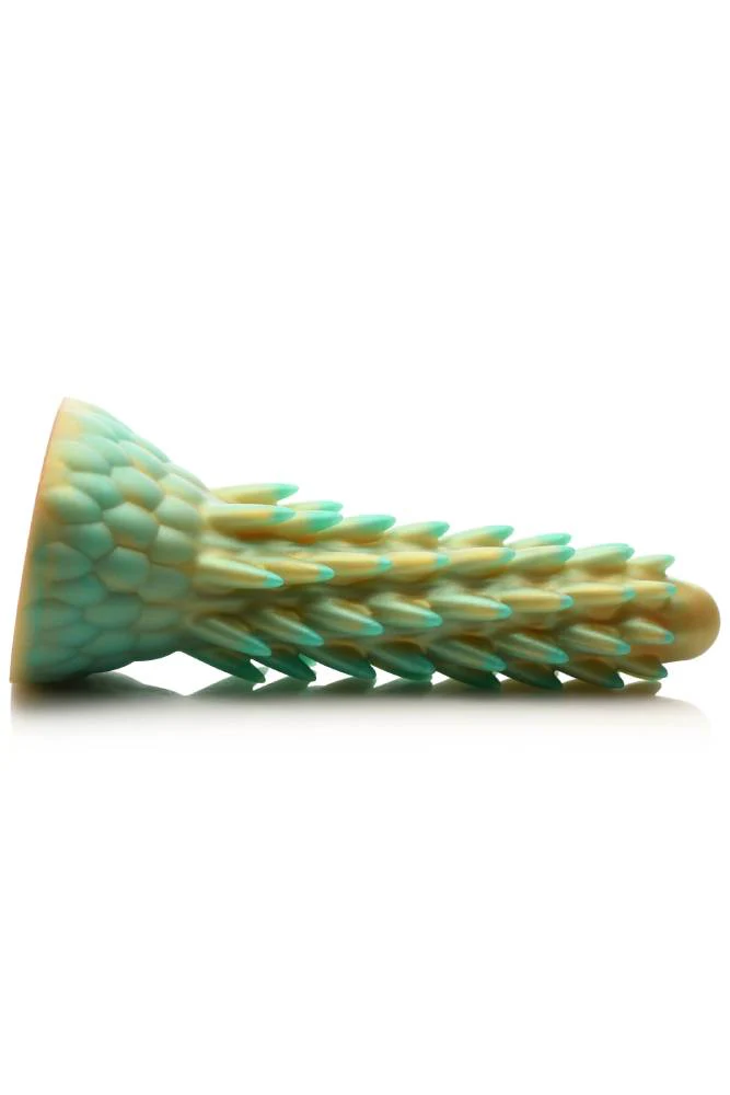 XR Brands - Creature Cocks - Stegosaurus Spiky Reptile Silicone Dildo - Green - Image 2