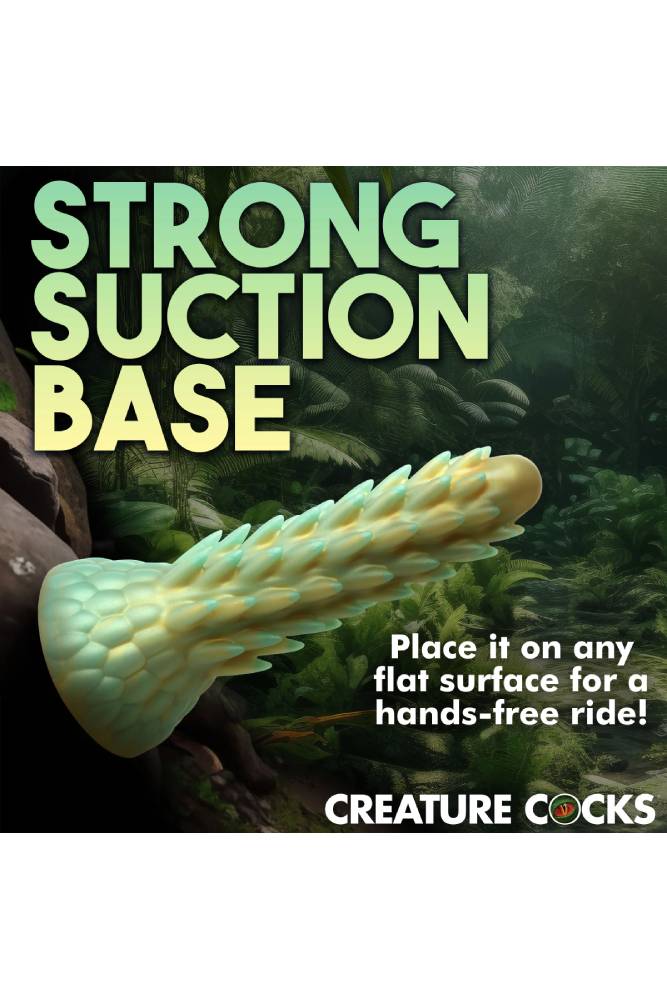 XR Brands - Creature Cocks - Stegosaurus Spiky Reptile Silicone Dildo - Green - Image 6