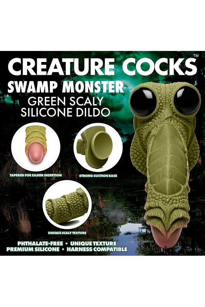 XR Brands - Creature Cocks - Swamp Monster Silicone Dildo - Green - Image 6