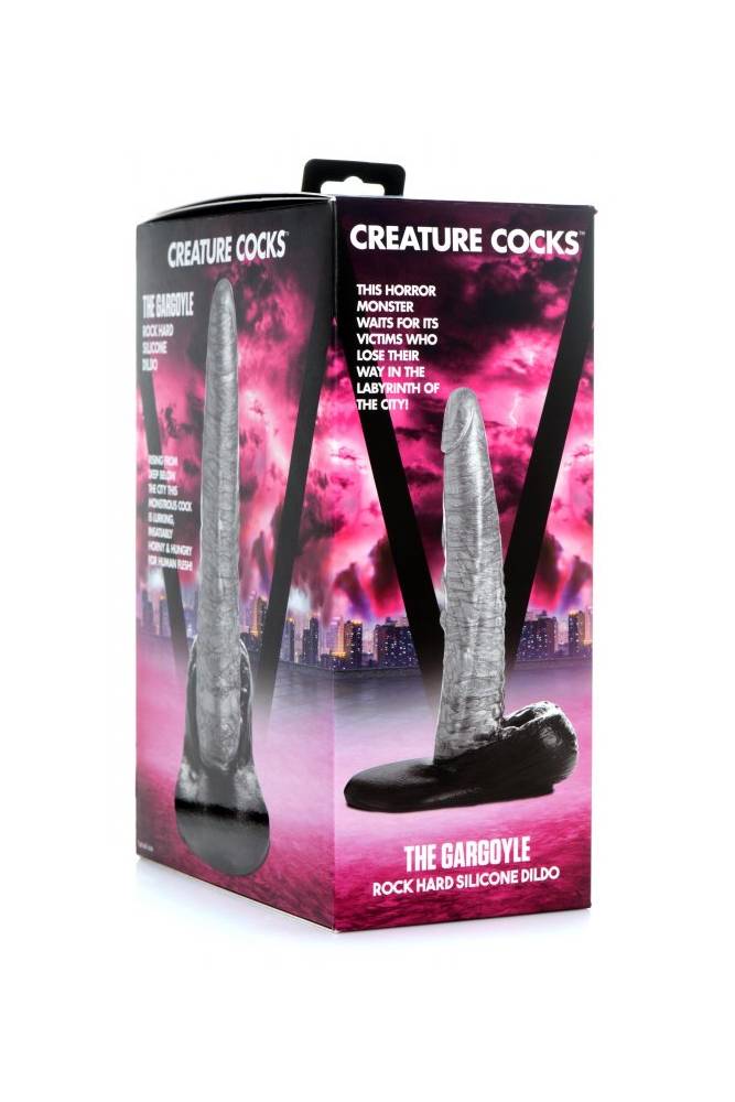 XR Brands - Creature Cocks - The Gargoyle Silicone Dildo - Silver - Image 6