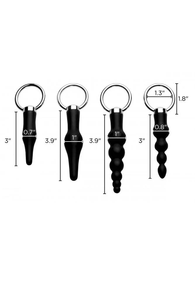 XR Brands - Master Series - 4 Piece Silicone Anal Ringed Rimmer Set - Black/Silver - Image 2