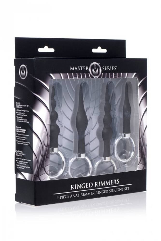 XR Brands - Master Series - 4 Piece Silicone Anal Ringed Rimmer Set - Black/Silver - Image 5