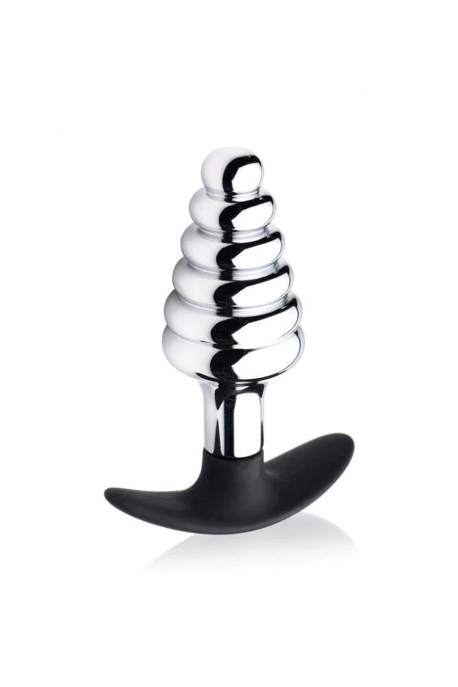 XR Brands - Master Series - Dark Hive Metal and Silicone Ribbed Anal Plug