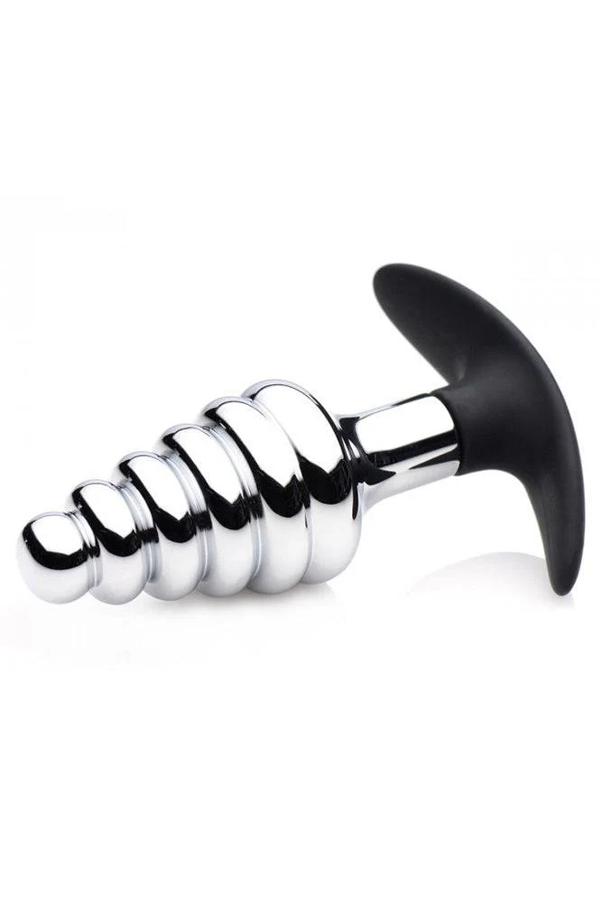 XR Brands - Master Series - Dark Hive Metal and Silicone Ribbed Anal Plug - Image 4