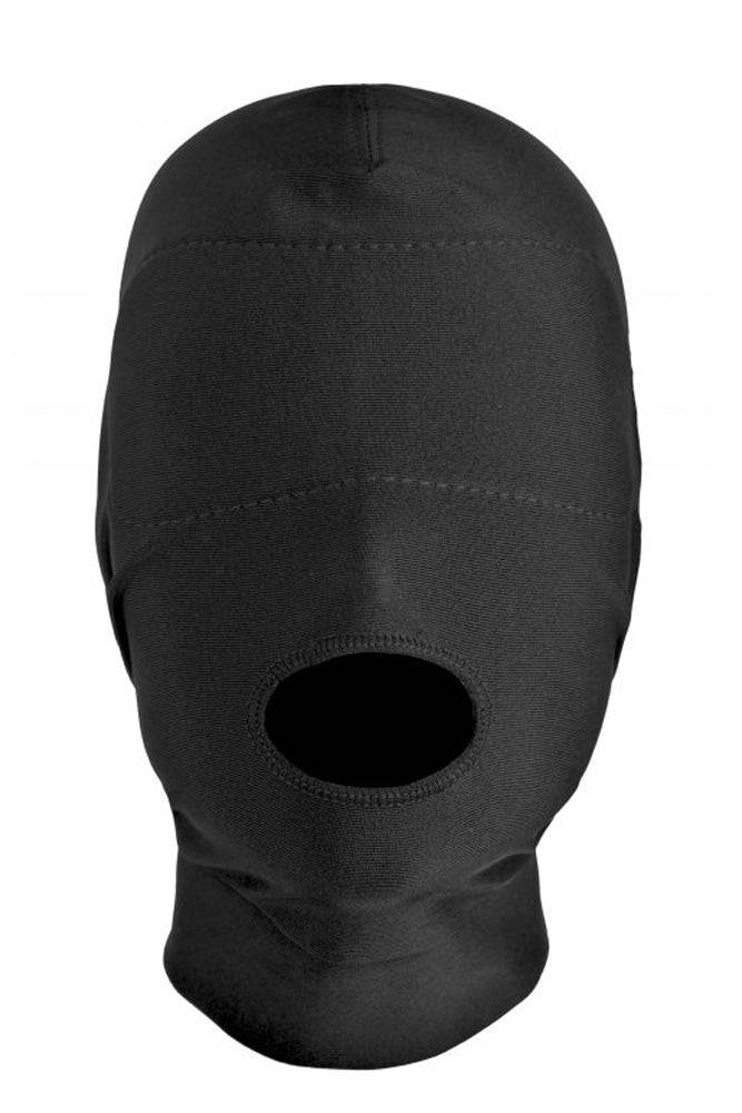 XR Brands - Master Series - Disguise - Open Mouth Hood with Padded Blindfold - Black - Image 2