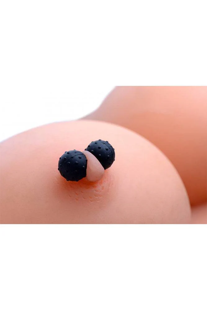 XR Brands - Master Series - Dragon's Orbs Nubbed Silicone Magnetic Balls - Black - Image 3