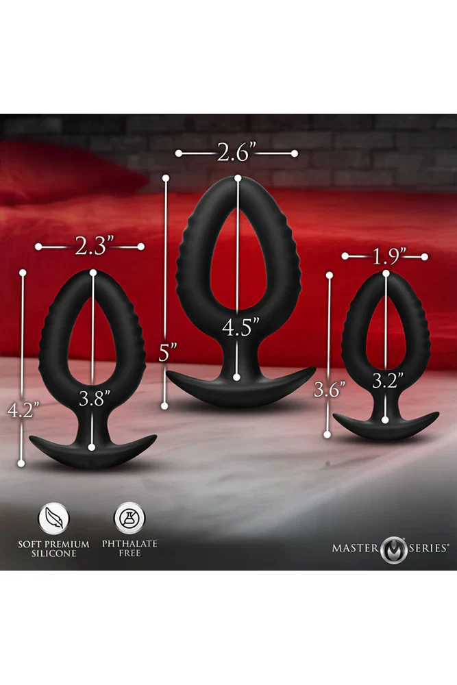 XR Brands - Master Series - Pop Plugs 3 Piece Hollow Silicone Anal Trainer Set - Image 3