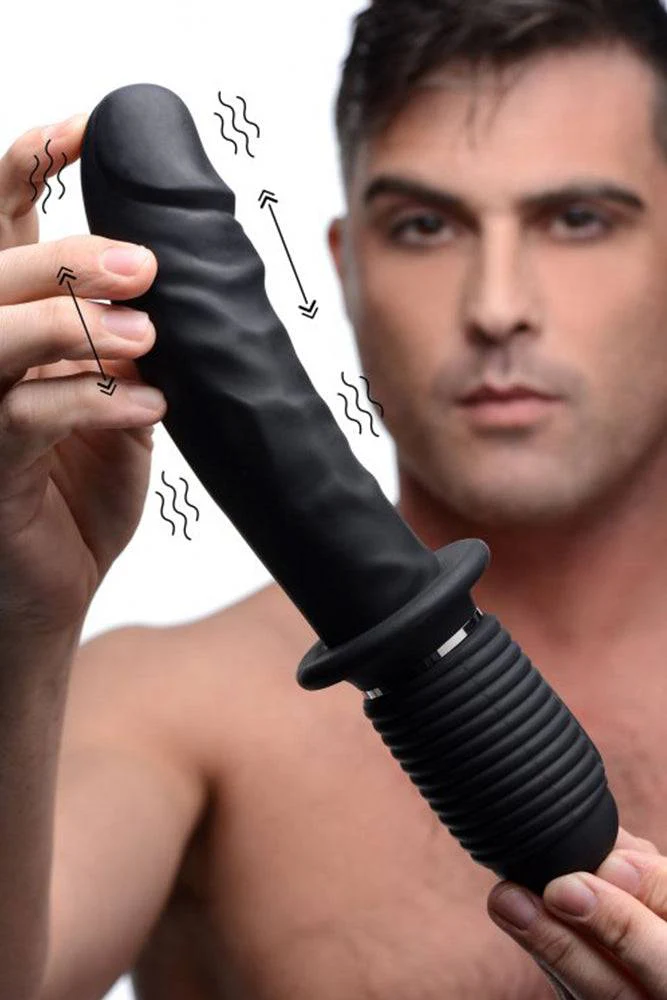 XR Brands - Master Series - Power Pounder Vibrating and Thrusting Silicone Dildo - Image 6