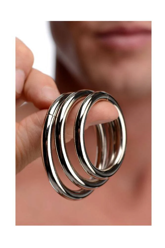 XR Brands - Master Series - Trine Steel Cock Ring Collection - Silver - Image 2