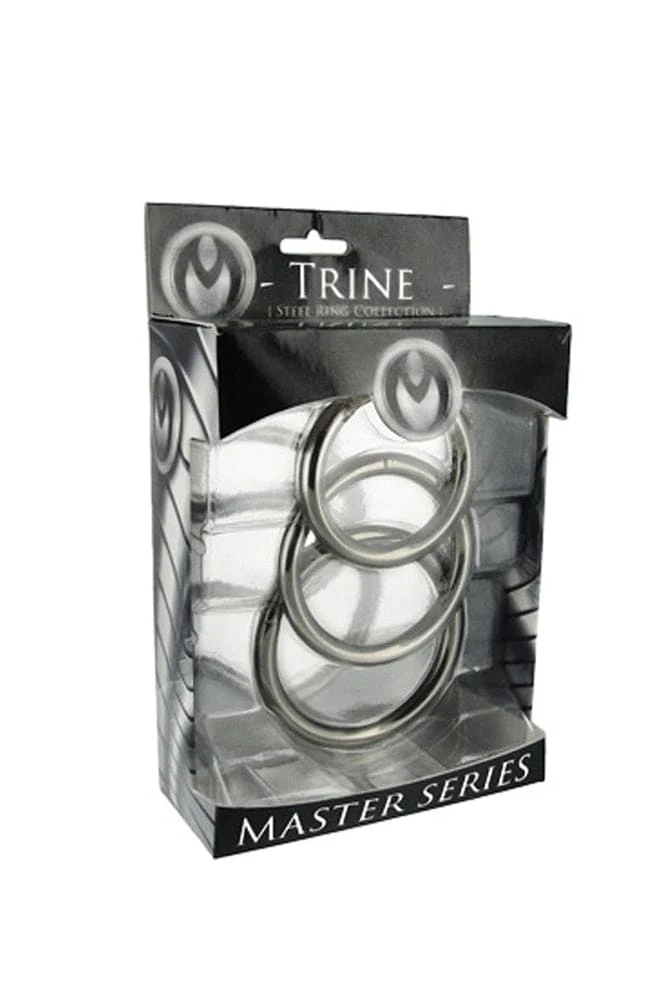 XR Brands - Master Series - Trine Steel Cock Ring Collection - Silver - Image 3