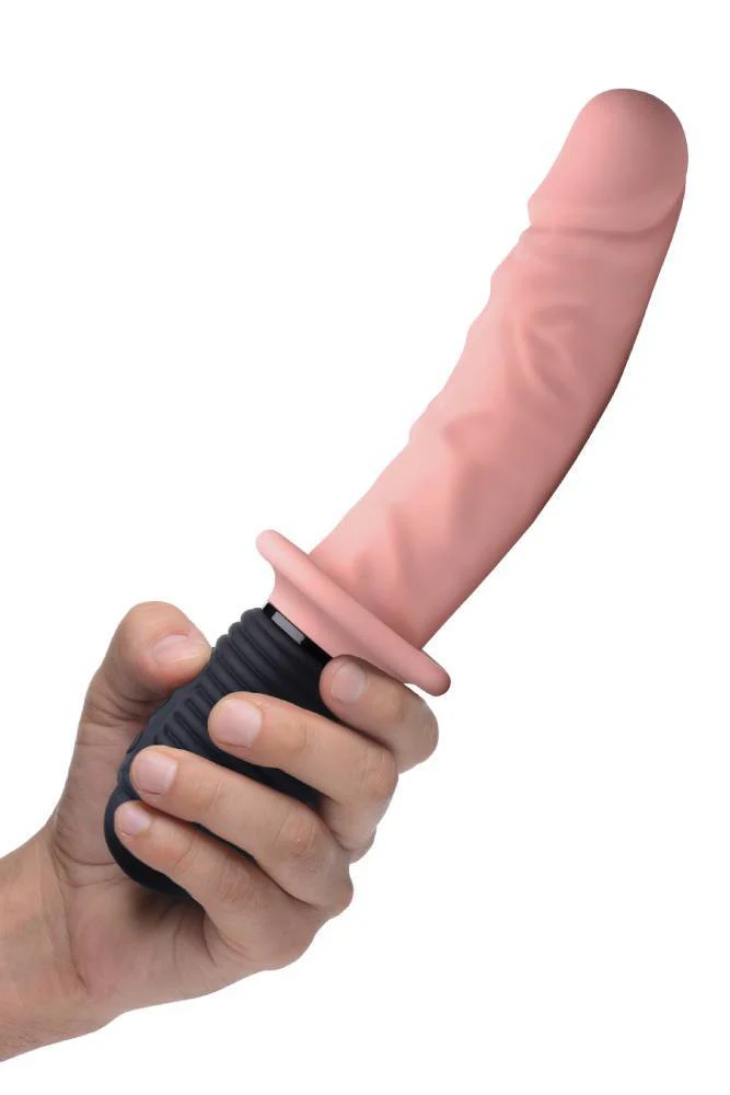 XR Brands - Power Pounder Vibrating and Thrusting Silicone Dildo - Beige - Image 2