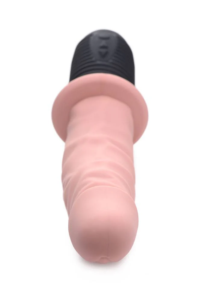 XR Brands - Power Pounder Vibrating and Thrusting Silicone Dildo - Beige - Image 3