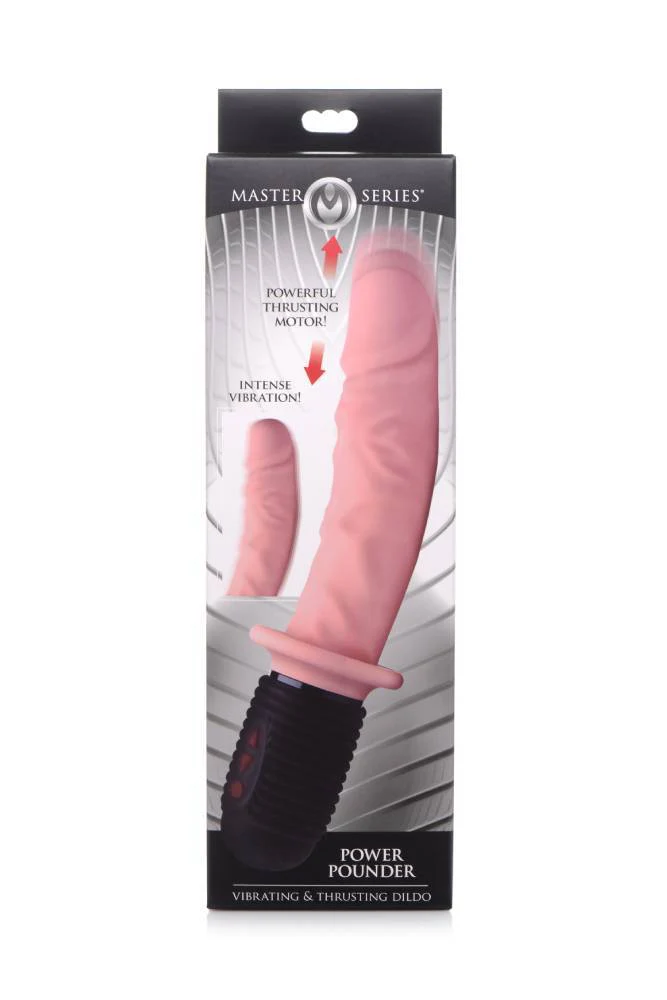 XR Brands - Power Pounder Vibrating and Thrusting Silicone Dildo - Beige - Image 8