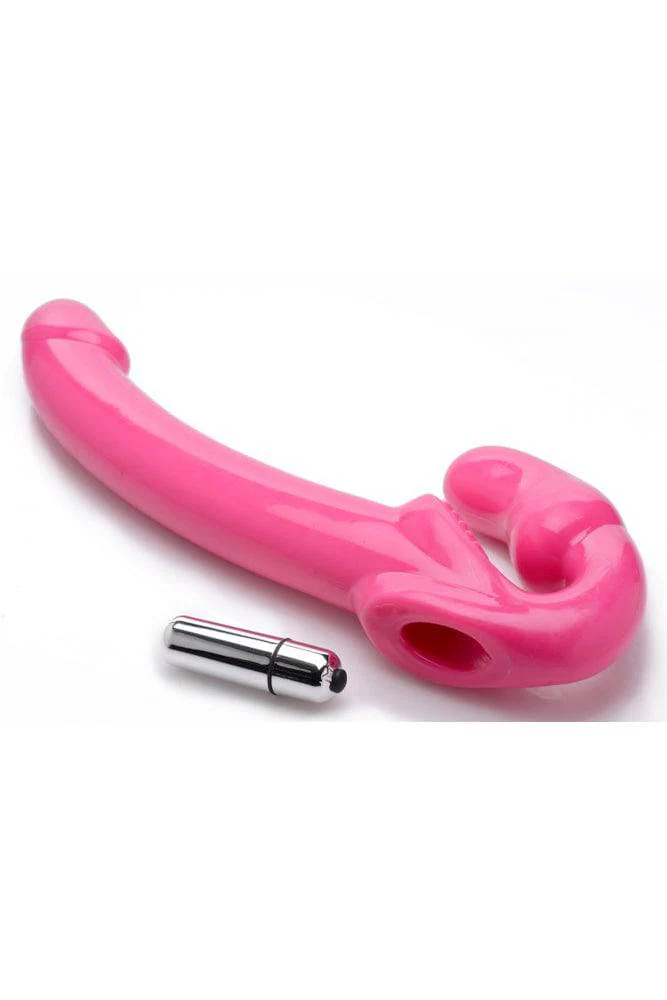 XR Brands - Strap U - 7X Revolver Slim 8 Inch Vibrating Strapless Strap-on - Pink - Image 2