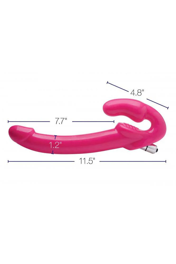 XR Brands - Strap U - 7X Revolver Slim 8 Inch Vibrating Strapless Strap-on - Pink - Image 3