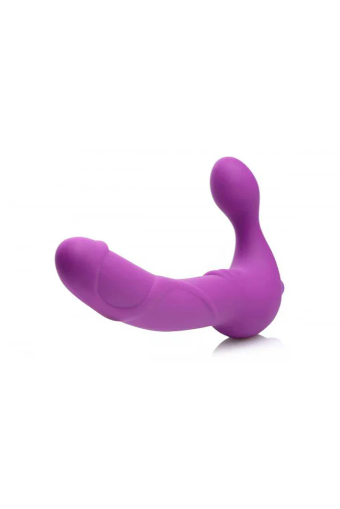 XR Brands - Strap U - Royal Revolver Vibrating Strapless Silicone Strap On Dildo - Purple - Image 3