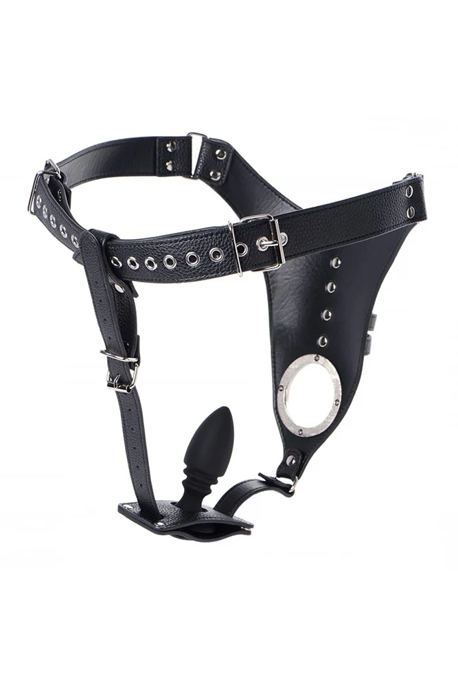 XR Brands - Strict - Male Chastity Harness with Silicone Anal Plug - Image 2