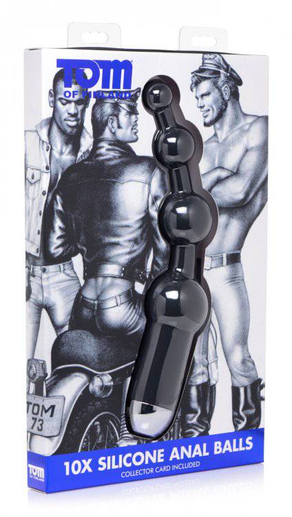 XR Brands - Tom of Finland - 10X Silicone Anal Balls - Black - Image 2