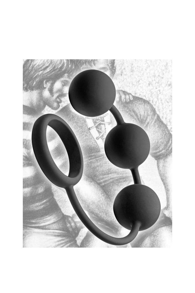 XR Brands - Tom of Finland - Silicone Cock Ring With 3 Weighted Balls - Black - Image 2