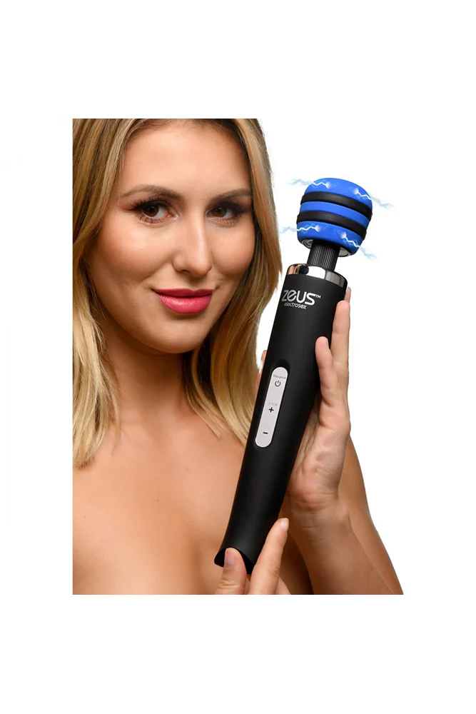 XR Brands - Zeus - E-Stim Vibrating Wand Massager -Black - Image 2