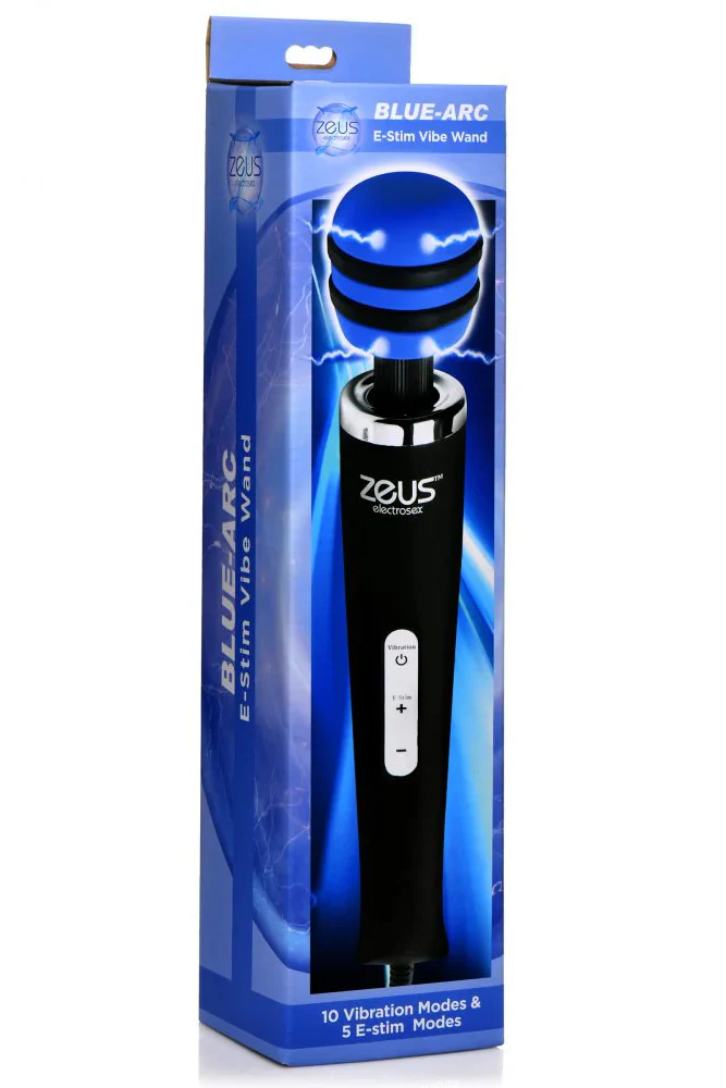 XR Brands - Zeus - E-Stim Vibrating Wand Massager -Black - Image 5