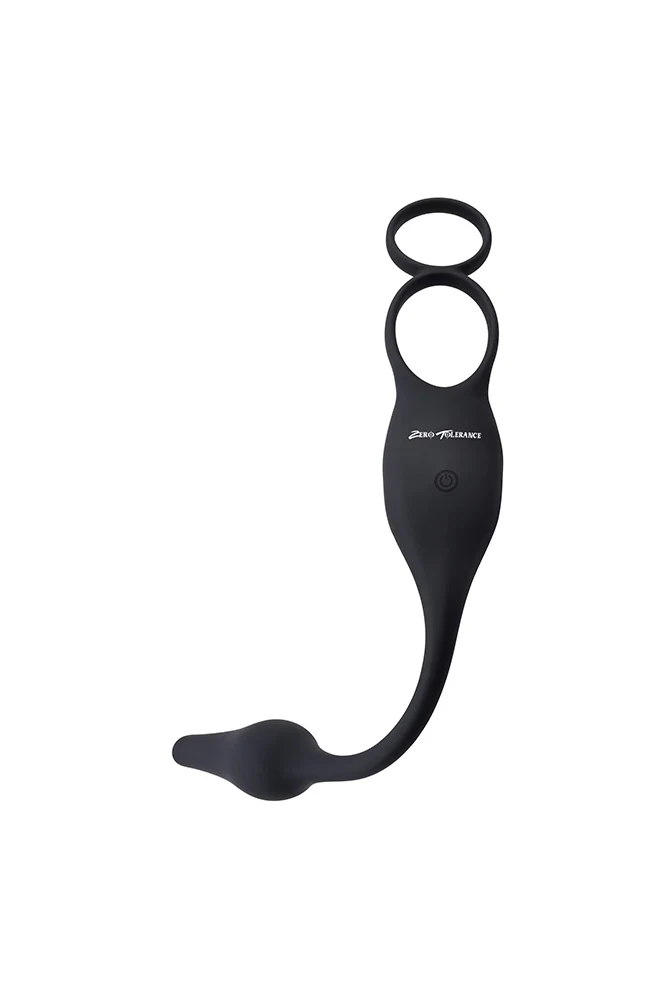Zero Tolerance - Plug & Tug Cockring with Vibrating Butt Plug - Black