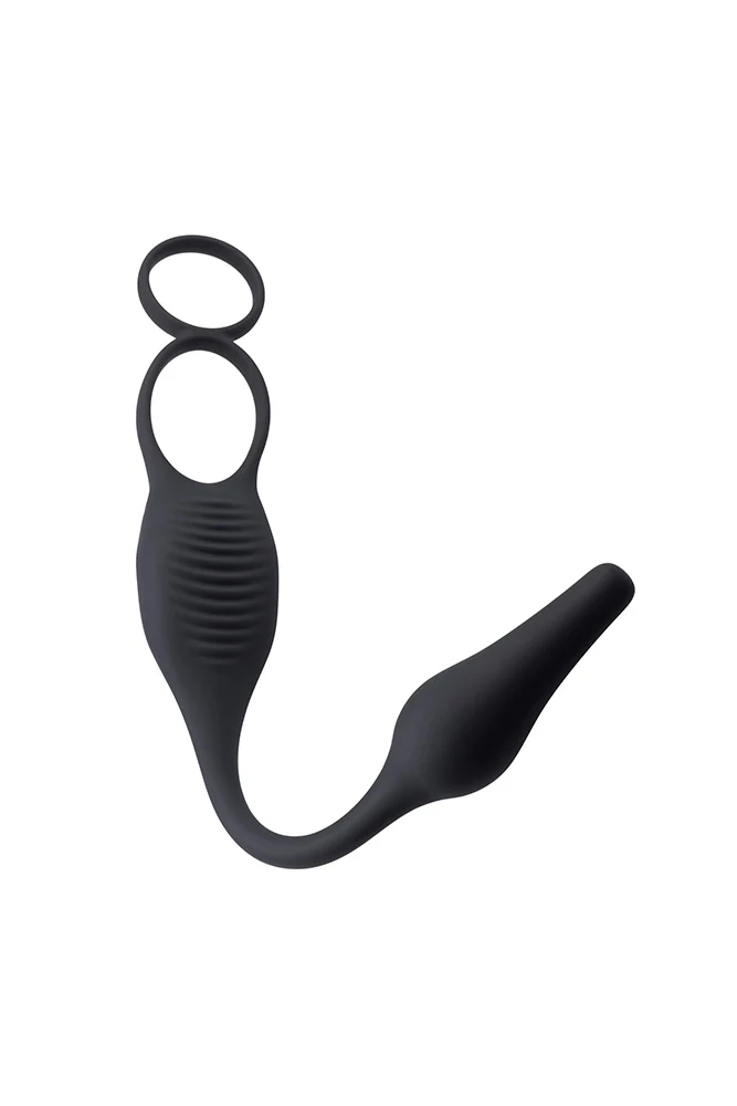 Zero Tolerance - Plug & Tug Cockring with Vibrating Butt Plug - Black - Image 3